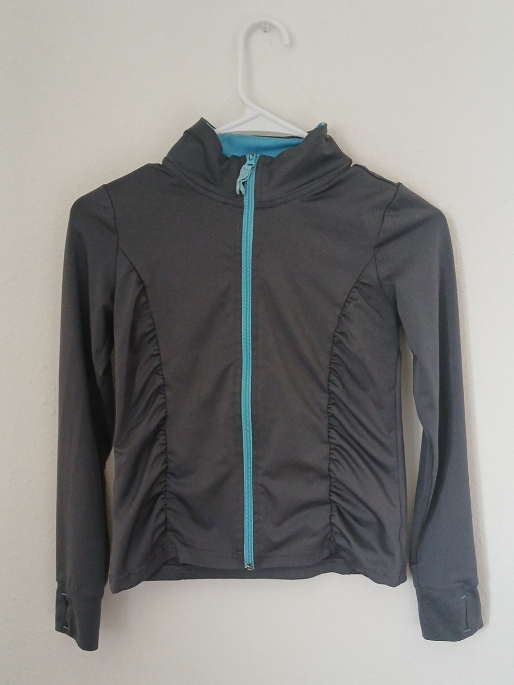 Old Navy Kids Gray Active Jacket with Teal Zipper